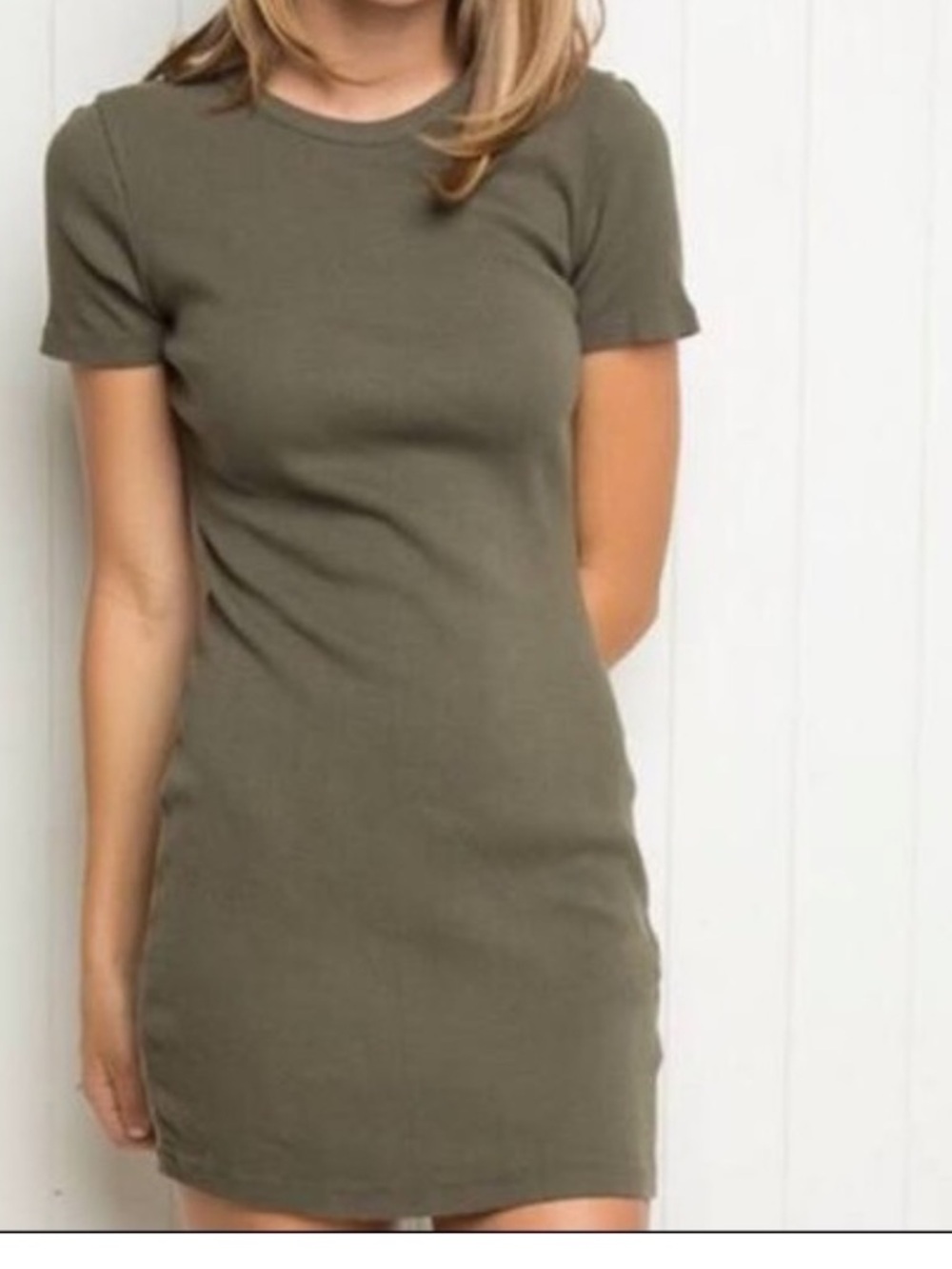 Brandy Melville Army Green Mini T-Shirt Dress